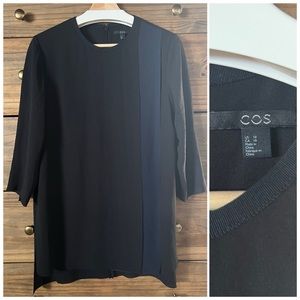COS Black/Blue Colorblock Split Hem Tunic 10/L